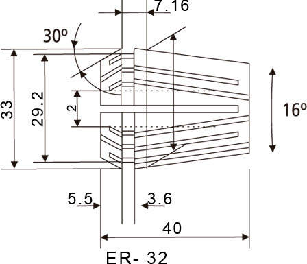 Desenho técnico da pinça ER32