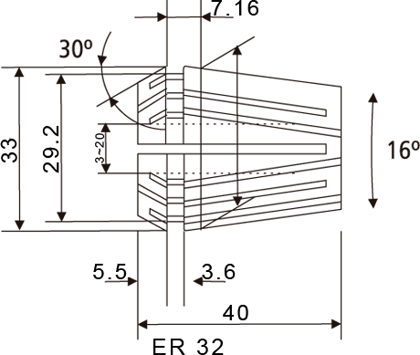 Desenho técnico da pinça ER32