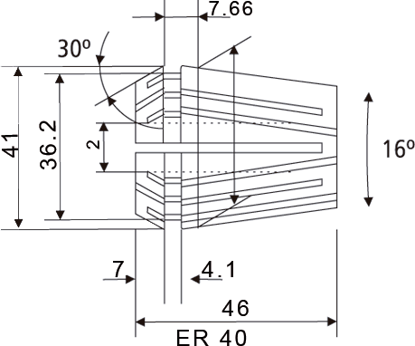 Desenho técnico da pinça ER40